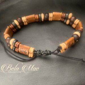 A masculine touch to a wooden bead bracelet